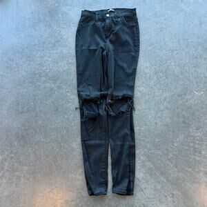 Vintage Y2k Fashion Nova Black Holy Distressed Skinny Jeans Women's Size 9